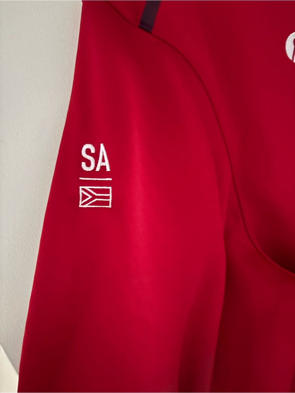 Men's Red Quarter-Zip Rugby Pullover - Picture 3 of 4